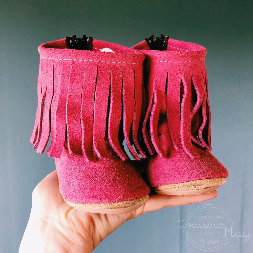 Gracious May size 10 Pink Suede Moccasin boots